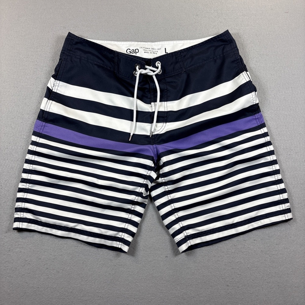 Gap Blue & White Striped Fully Lined Board Shorts Swimming Trunks‎ Men's Large